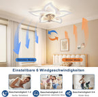 Homefire LED Deckenventilator Mit Beleuchtung - Modern Deckenleuchte mit Ventilator Leise 48W Fernbedienung Dimmbar 3 Farbtemperatur 6-Gang Timer Weiß Ventilator Lampe für Jugendzimmer Kinderzimmer [Energieklasse E] - Homefire