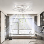 Homefire LED Deckenventilator Mit Beleuchtung - Modern Deckenleuchte mit Ventilator Leise 48W Fernbedienung Dimmbar 3 Farbtemperatur 6-Gang Timer Weiß Ventilator Lampe für Jugendzimmer Kinderzimmer [Energieklasse E] - Homefire