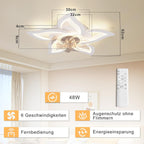 Homefire LED Deckenventilator Mit Beleuchtung - Modern Deckenleuchte mit Ventilator Leise 48W Fernbedienung Dimmbar 3 Farbtemperatur 6-Gang Timer Weiß Ventilator Lampe für Jugendzimmer Kinderzimmer [Energieklasse E] - Homefire