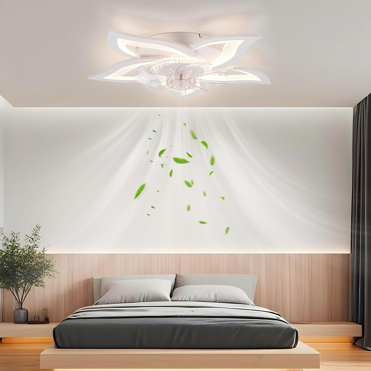 Homefire LED Deckenventilator Mit Beleuchtung - Modern Deckenleuchte mit Ventilator Leise 48W Fernbedienung Dimmbar 3 Farbtemperatur 6-Gang Timer Weiß Ventilator Lampe für Jugendzimmer Kinderzimmer [Energieklasse E] - Homefire