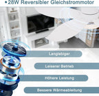 Homefire LED Deckenventilator mit Beleuchtung und Fernbedienung - 34W Deckenleuchte mit Ventilator Weiß 95cm, 6 Geschwindigkeiten, Leise, Dimmbare, Lampe mit Ventilator für Schlafzimmer Wohnzimmer - Homefire