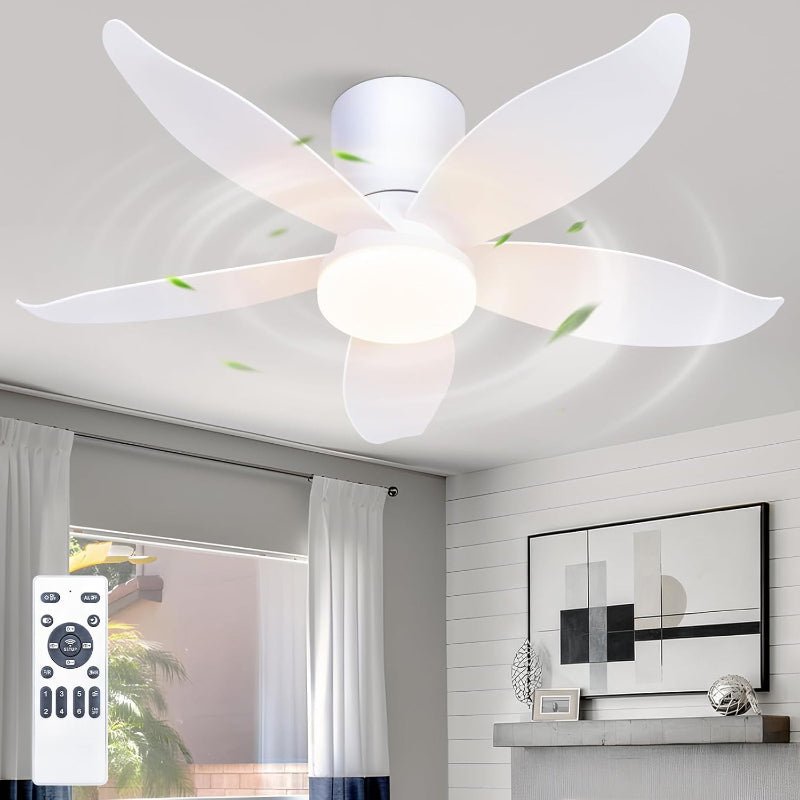 Homefire LED Deckenventilator mit Beleuchtung und Fernbedienung - 34W Deckenleuchte mit Ventilator Weiß 95cm, 6 Geschwindigkeiten, Leise, Dimmbare, Lampe mit Ventilator für Schlafzimmer Wohnzimmer - Homefire