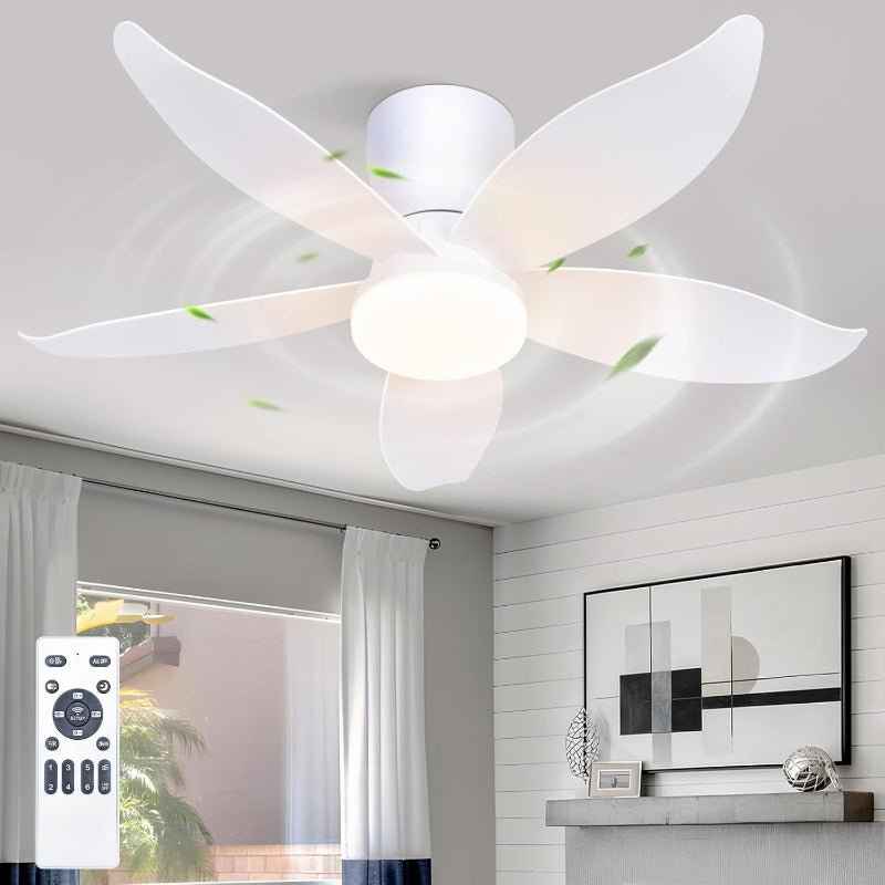 Homefire LED Deckenventilator mit Beleuchtung und Fernbedienung - 34W Deckenleuchte mit Ventilator Weiß 95cm, 6 Geschwindigkeiten, Leise, Dimmbare, Lampe mit Ventilator für Schlafzimmer Wohnzimmer - Homefire