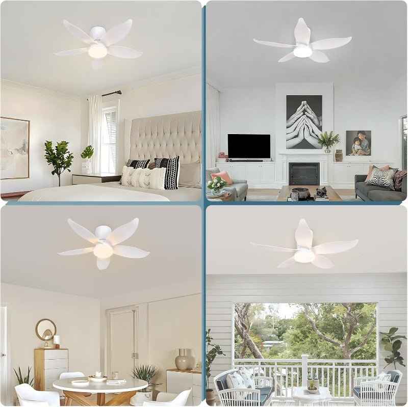 Homefire LED Deckenventilator mit Beleuchtung und Fernbedienung - 34W Deckenleuchte mit Ventilator Weiß 95cm, 6 Geschwindigkeiten, Leise, Dimmbare, Lampe mit Ventilator für Schlafzimmer Wohnzimmer - Homefire