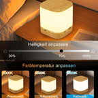 Homefire LED Nachttischlampe Touch Dimmbar - 3600mAH Akku Nachtlicht Dimmbare USB Aufladbar Holzmaserung Tischlampe Kabellos mit 3 Farbtemperatur&Timing Nachtlampe für Kinder - Homefire