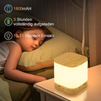 Homefire LED Nachttischlampe Touch Dimmbar: Tischlampe Akku 1800mAH USB Aufladbar Nachttischlampe Kabellos mit 3 Farbtemperaturen&Timing Nachtlicht Kinder für Schlafzimmer (Holzmaserung, 1800mAH) - Homefire