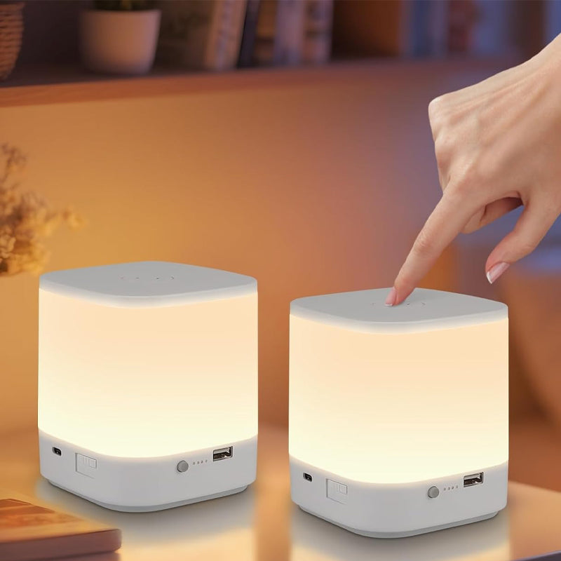Homefire LED Nachttischlampe Touch Dimmbar: Tischlampe Akku 3600mAH USB Aufladbar Weiß Nachttischlampe Kabellos mit 3 Farbtemperatur&Timing Funktion Nachtlicht Kinder für Schlafzimmer - Homefire