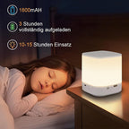 Homefire LED Nachttischlampe Touch Dimmbar: Tischlampe Akku 3600mAH USB Aufladbar Weiß Nachttischlampe Kabellos mit 3 Farbtemperatur&Timing Funktion Nachtlicht Kinder für Schlafzimmer - Homefire