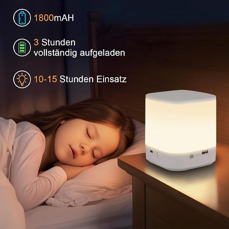 Homefire LED Nachttischlampe Touch Dimmbar: Tischlampe Akku 3600mAH USB Aufladbar Weiß Nachttischlampe Kabellos mit 3 Farbtemperatur&Timing Funktion Nachtlicht Kinder für Schlafzimmer - Homefire