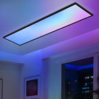 Homefire LED Panel 100x25 Deckenleuchte - Dimmbar Deckenpanel RGB Farbwechsel Lang Deckenlampe Flach mit Fernbedienung Groß 24W Schwarz Rechteckig Bürolampe Decke für Büro Spielzimmer Wohnzimmer - Homefire