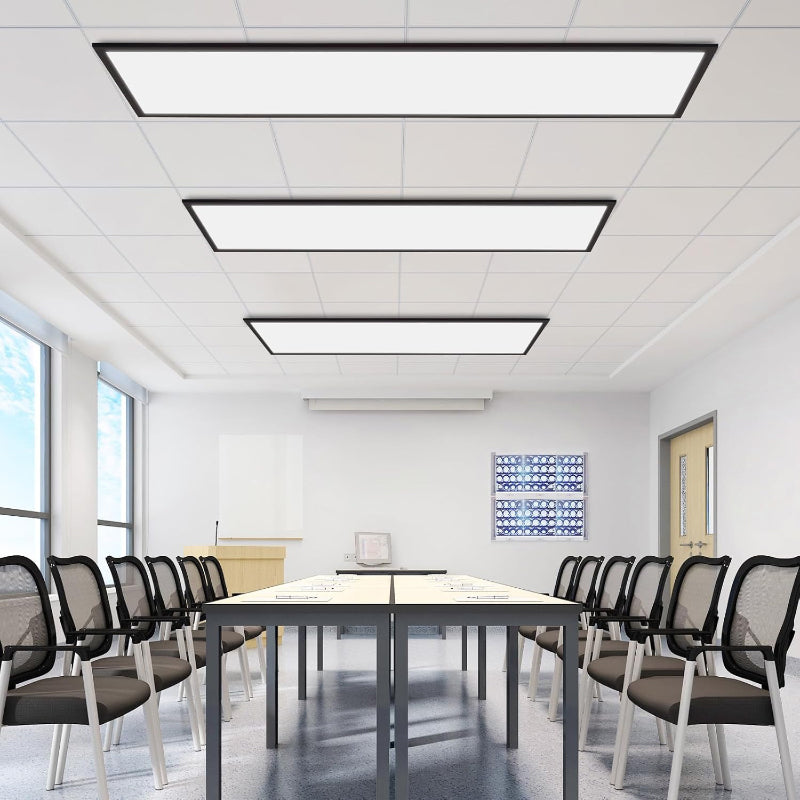 Homefire LED Panel 100x25 Deckenleuchte - Dimmbar Deckenpanel RGB Farbwechsel Lang Deckenlampe Flach mit Fernbedienung Groß 24W Schwarz Rechteckig Bürolampe Decke für Büro Spielzimmer Wohnzimmer - Homefire