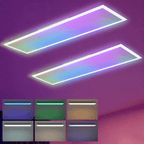 Homefire LED Panel 100x25 RGB Dimmbar - Deckenpanel Dimmbar Lang Tageslichtlampe GRB Backlight Farbwechsel Bürolampe Flach Büro Deckenlampe 24W für Werkstatt Flur Küche Wohnzimmer - Homefire