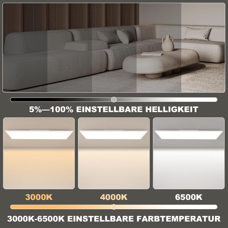 Homefire LED Panel 100x25 RGB Dimmbar - Deckenpanel Dimmbar Lang Tageslichtlampe GRB Backlight Farbwechsel Bürolampe Flach Büro Deckenlampe 24W für Werkstatt Flur Küche Wohnzimmer - Homefire