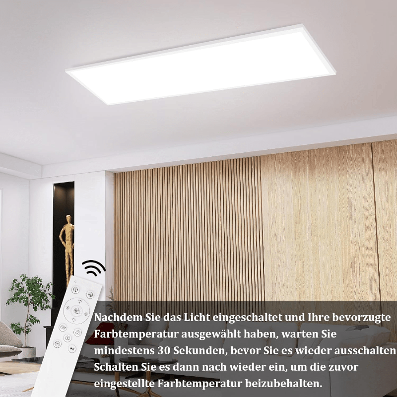 Homefire LED Panel 120x30cm - LED Deckenleuchte Dimmbar RGB Farbwechsel Deckenpanel Bürolampe 39W Weiß Flach Lang Deckenlampe mit Speicherfunktion für Wohnzimmer Büro Schlafzimmer - Homefire