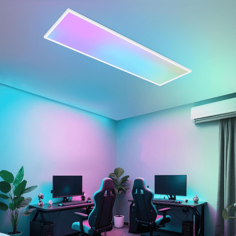 Homefire LED Panel 120x30cm - LED Deckenleuchte Dimmbar RGB Farbwechsel Deckenpanel Bürolampe 39W Weiß Flach Lang Deckenlampe mit Speicherfunktion für Wohnzimmer Büro Schlafzimmer - Homefire