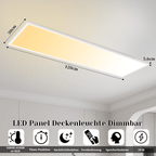 Homefire LED Panel 120x30cm - LED Deckenleuchte Dimmbar RGB Farbwechsel Deckenpanel Bürolampe 39W Weiß Flach Lang Deckenlampe mit Speicherfunktion für Wohnzimmer Büro Schlafzimmer - Homefire