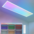 Homefire LED Panel 120x30cm - LED Deckenleuchte Dimmbar RGB Farbwechsel Deckenpanel Bürolampe 39W Weiß Flach Lang Deckenlampe mit Speicherfunktion für Wohnzimmer Büro Schlafzimmer - Homefire