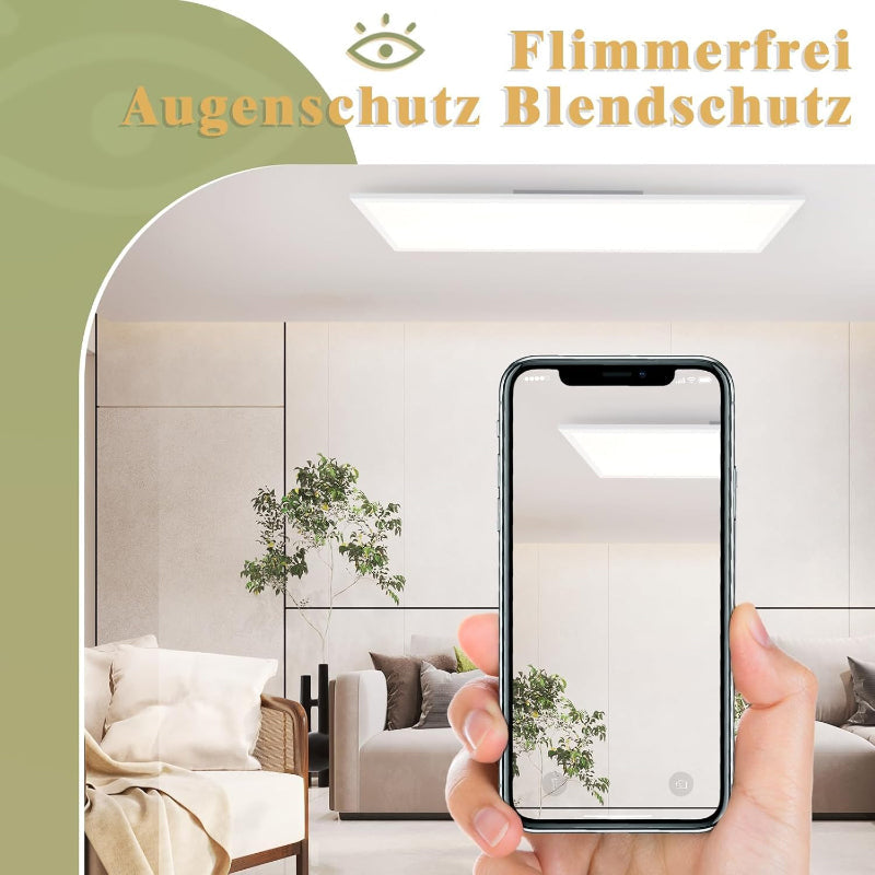 Homefire LED Panel Deckenleuchte Dimmbar -Flach Deckenlampe Lang Rechteckig Deckenpanel Weiße 24W 100x25cm Tageslichtlampe mit Fernbedienung für Büro Küche Flur Wohnzimmer Schlafzimmer - Homefire