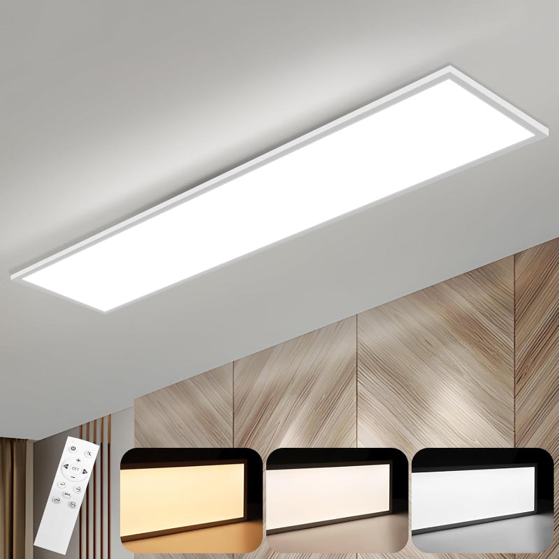 Homefire LED Panel Deckenleuchte Dimmbar -Flach Deckenlampe Lang Rechteckig Deckenpanel Weiße 24W 100x25cm Tageslichtlampe mit Fernbedienung für Büro Küche Flur Wohnzimmer Schlafzimmer - Homefire