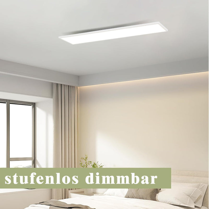 Homefire LED Panel Deckenleuchte Dimmbar -Flach Deckenlampe Lang Rechteckig Deckenpanel Weiße 24W 100x25cm Tageslichtlampe mit Fernbedienung für Büro Küche Flur Wohnzimmer Schlafzimmer - Homefire