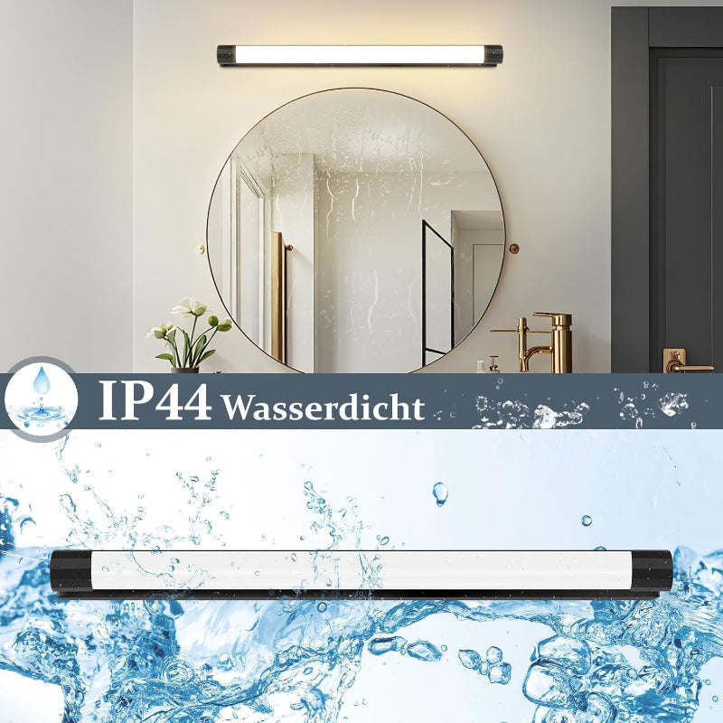 Homefire LED Spiegelleuchte Bad 50CM - 10W Spiegellampe Badezimmer Schwarz Warmweiß 3000K Badlampe Wand Wasserdicht IP44 Wandlampe Modern Wandleuchte für Flur Wohnzimmer Badezimmerspiegel - Homefire