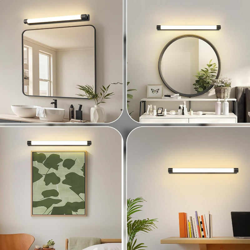 Homefire LED Spiegelleuchte Bad 50CM - 10W Spiegellampe Badezimmer Schwarz Warmweiß 3000K Badlampe Wand Wasserdicht IP44 Wandlampe Modern Wandleuchte für Flur Wohnzimmer Badezimmerspiegel - Homefire