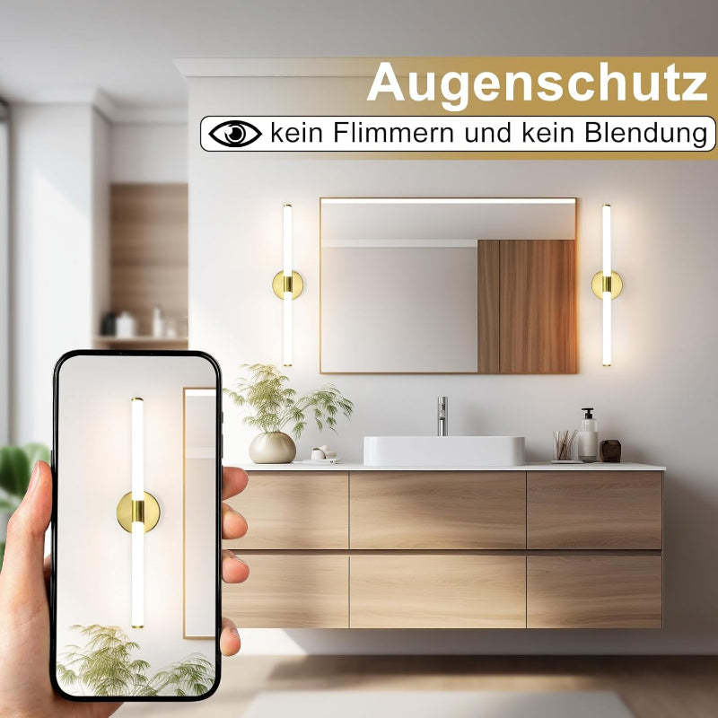 Homefire LED Spiegelleuchte Bad 60CM - Spiegellampe Badezimmer Gold Badleuchte Wand 8W Wasserdicht IP44 Wandlampe Modern Neutralweiß 4000K Wandleuchte für Badschrank Küche Flur - Homefire