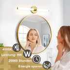 Homefire LED Spiegelleuchte Bad 60CM - Spiegellampe Badezimmer Gold Badleuchte Wand 8W Wasserdicht IP44 Wandlampe Modern Neutralweiß 4000K Wandleuchte für Badschrank Küche Flur - Homefire