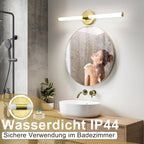 Homefire LED Spiegelleuchte Bad 60CM - Spiegellampe Badezimmer Gold Badleuchte Wand 8W Wasserdicht IP44 Wandlampe Modern Neutralweiß 4000K Wandleuchte für Badschrank Küche Flur - Homefire