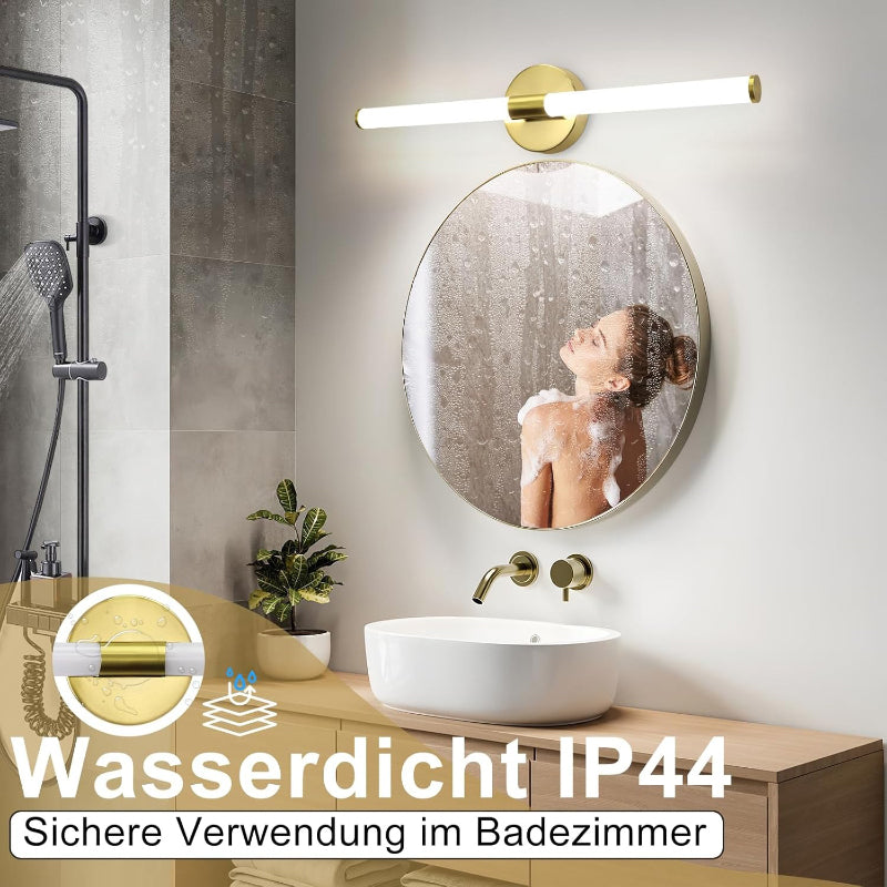 Homefire LED Spiegelleuchte Bad 60CM - Spiegellampe Badezimmer Gold Badleuchte Wand 8W Wasserdicht IP44 Wandlampe Modern Neutralweiß 4000K Wandleuchte für Badschrank Küche Flur - Homefire