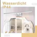 Homefire LED Spiegelleuchte Bad Spiegellampe -12W Badleuchte Wand 60CM Wandlampe Badezimmer Wasserdicht IP44 Wandleuchte Chrom Modern Neutralweiß 4000K Badlampe Wandmontage für Keller Küche Badschrank - Homefire