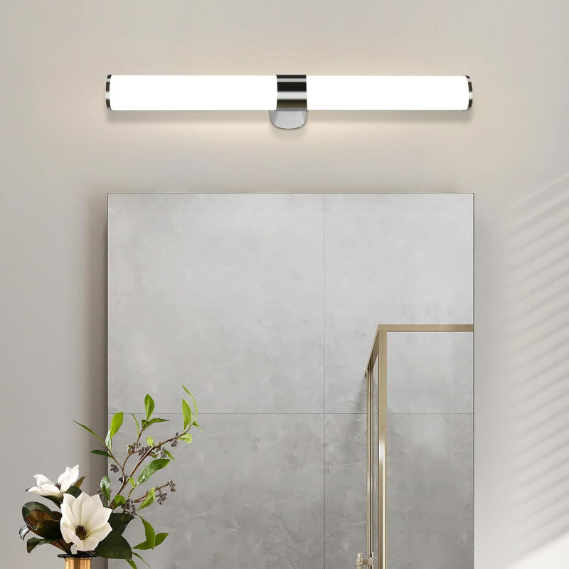 Homefire LED Spiegelleuchte Bad Spiegellampe - 15W Badleuchte Wand 60CM Chrom Wandlampe Wasserdicht IP44 Wandleuchte Neutralweiß 4000K Feuchtraumleuchte Modern für Badezimmer Keller Küche Badschrank [Energieklasse F] - Homefire