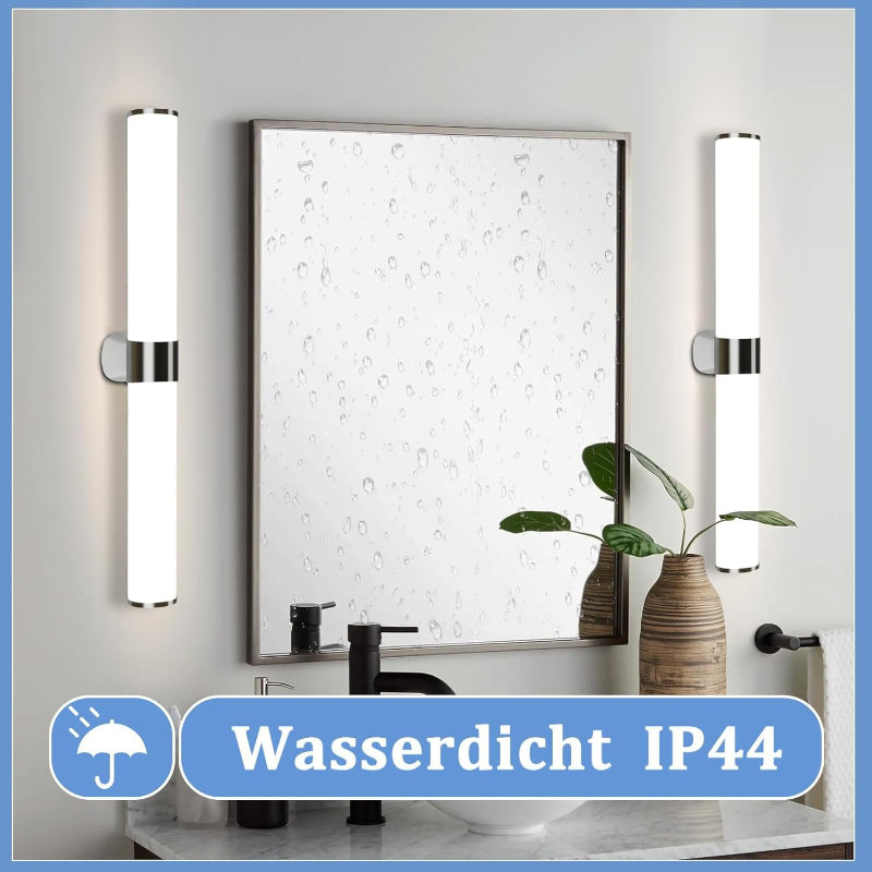 Homefire LED Spiegelleuchte Bad Spiegellampe - 15W Badleuchte Wand 60CM Chrom Wandlampe Wasserdicht IP44 Wandleuchte Neutralweiß 4000K Feuchtraumleuchte Modern für Badezimmer Keller Küche Badschrank [Energieklasse F] - Homefire