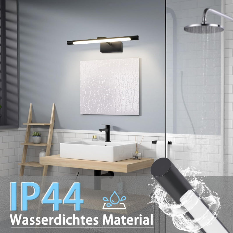 Homefire LED Spiegelleuchte Bad Spiegellampe - 40CM Badlampe Wand 6W Badleuchte Badezimmer Schwarz Wandleuchte Wasserdicht IP44 Wandlampe 4000K Neutralweiß Modern Badlampe für Badschrank Keller Küche [Energieklasse E] - Homefire