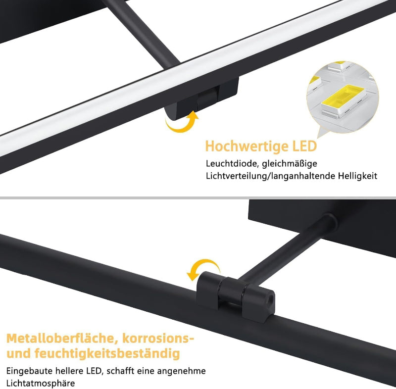 Homefire LED Spiegelleuchte Bad Spiegellampe - 40CM Badlampe Wand 6W Badleuchte Badezimmer Schwarz Wandleuchte Wasserdicht IP44 Wandlampe 4000K Neutralweiß Modern Badlampe für Badschrank Keller Küche [Energieklasse E] - Homefire