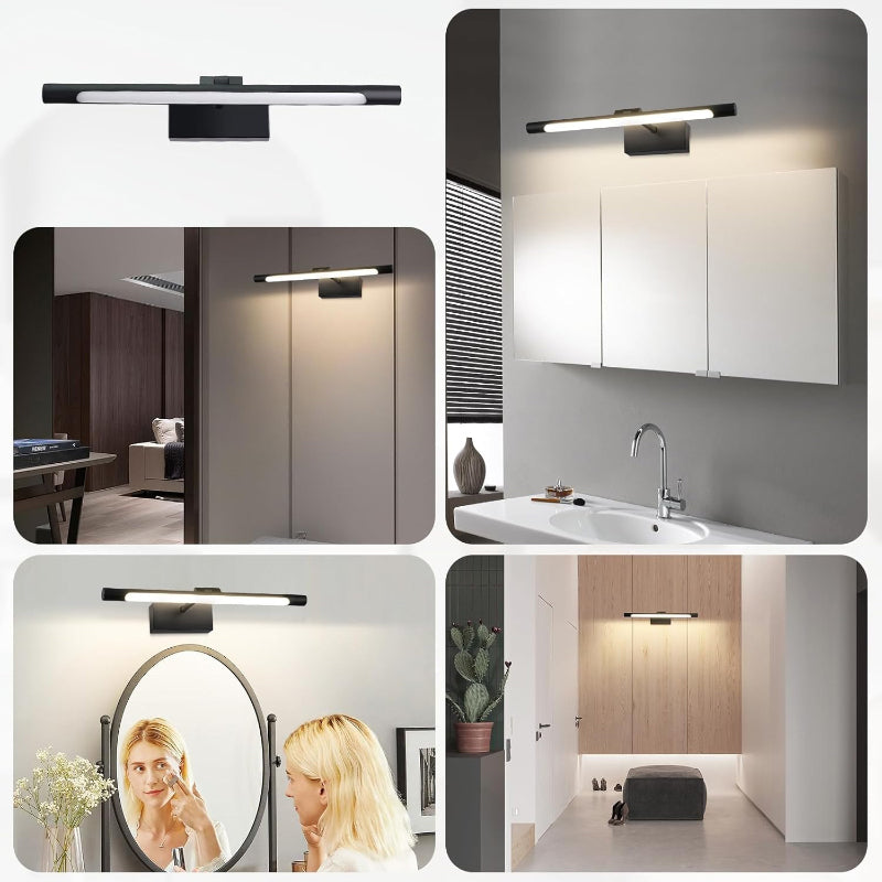 Homefire LED Spiegelleuchte Bad Spiegellampe - 40CM Badlampe Wand 6W Badleuchte Badezimmer Schwarz Wandleuchte Wasserdicht IP44 Wandlampe 4000K Neutralweiß Modern Badlampe für Badschrank Keller Küche [Energieklasse E] - Homefire