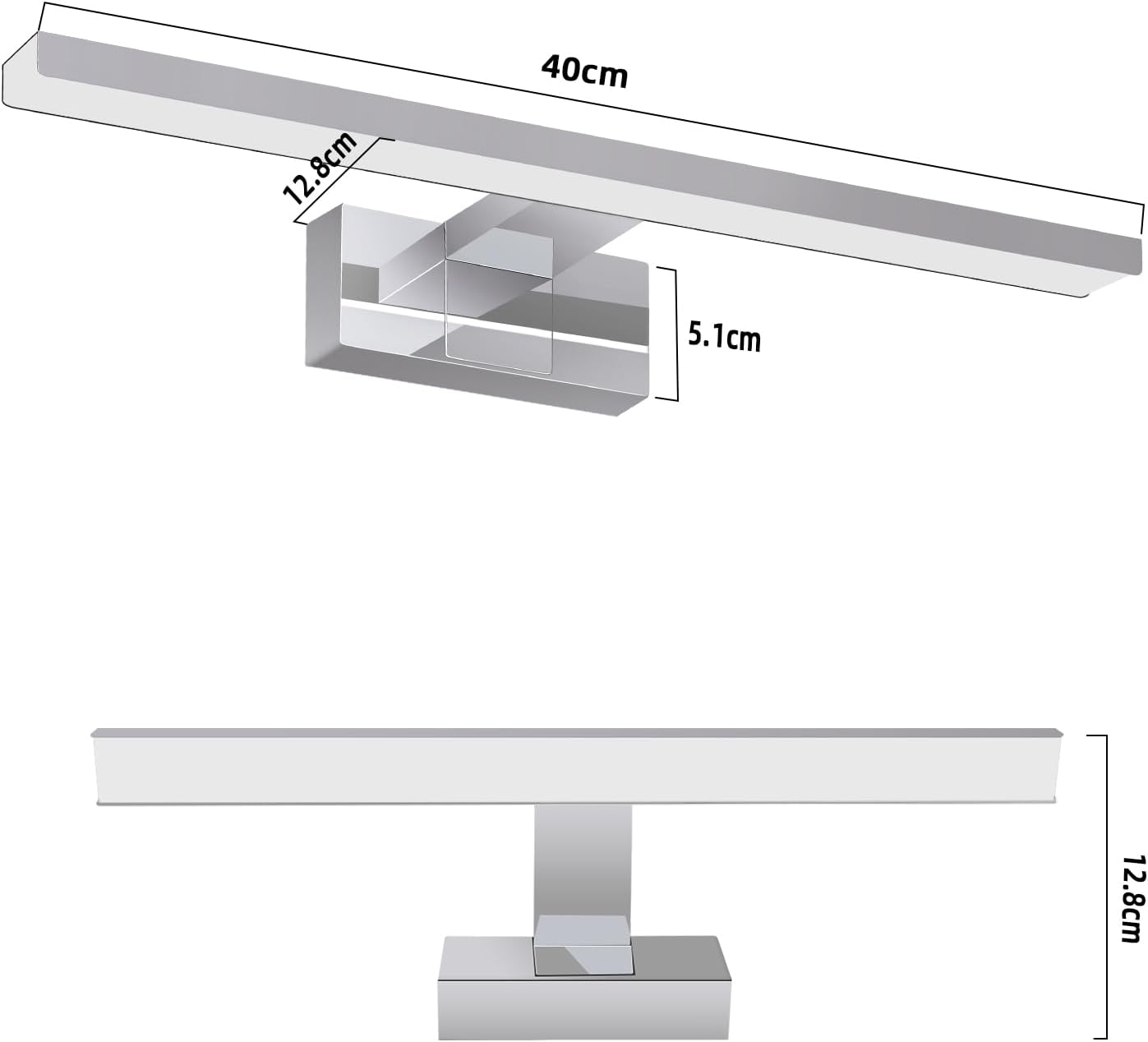 Homefire LED Spiegelleuchte Bad Spiegellampe - Badleuchte Wand 40CM Wandlampe Badezimmer 8W Wasserdicht IP44 Wandleuchte Chrom Modern Neutralweiß 4000K Badlampe Wandmontage für Keller Küche Badschrank - Homefire