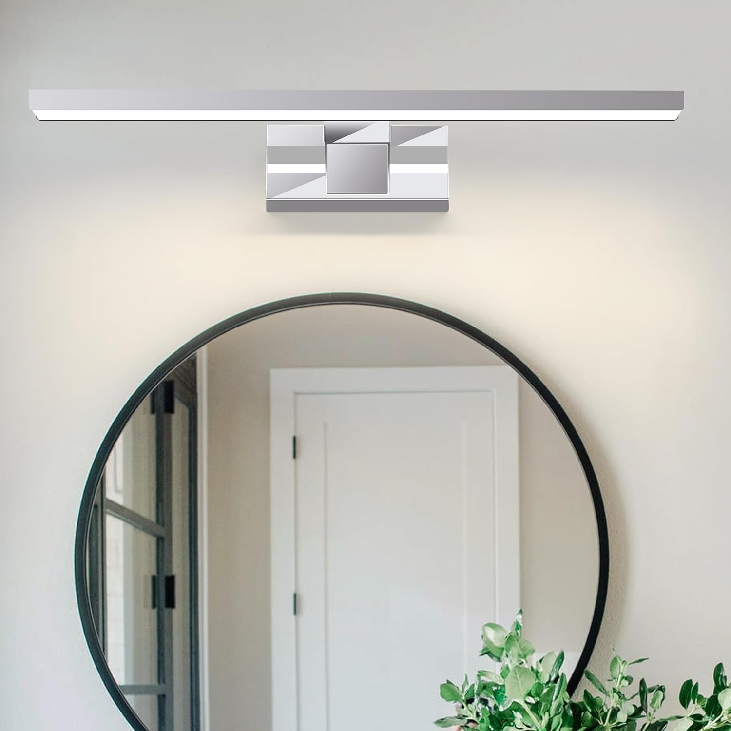 Homefire LED Spiegelleuchte Bad Spiegellampe - Badleuchte Wand 40CM Wandlampe Badezimmer 8W Wasserdicht IP44 Wandleuchte Chrom Modern Neutralweiß 4000K Badlampe Wandmontage für Keller Küche Badschrank - Homefire