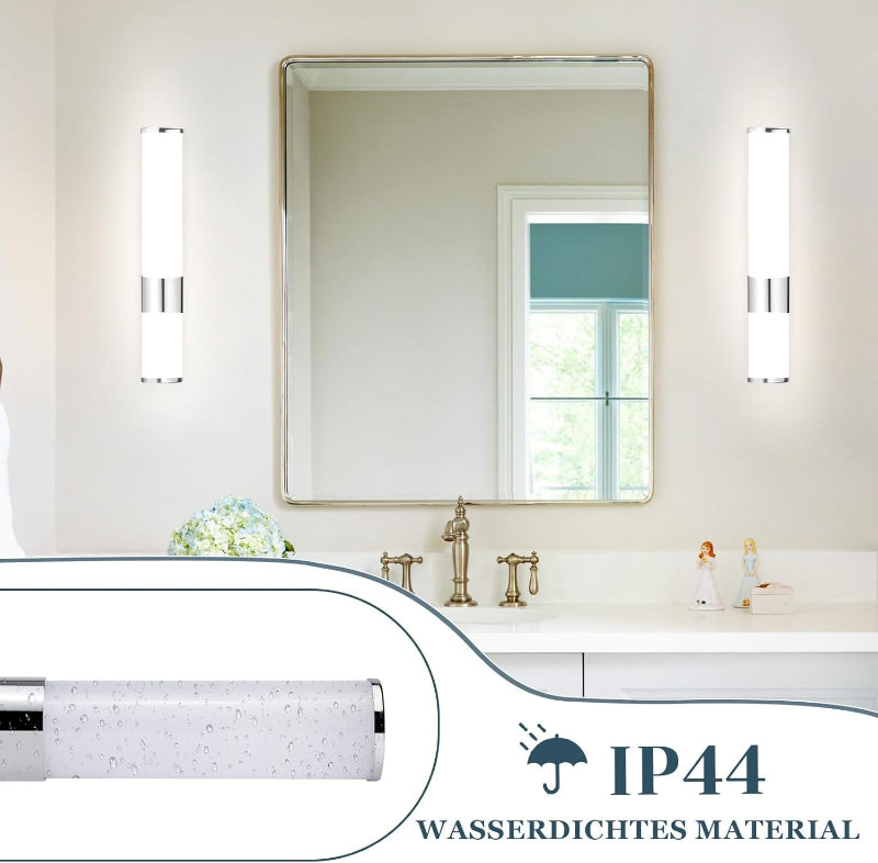 Homefire LED Spiegelleuchte Bad Wandlampe - 6W Spiegellampe Badleuchte Wand 35CM Badezimmer Wasserdicht IP44 Chrom Modern Neutralweiß 4000K Badlampe Wandleuchte für Keller Küche Badschrank [Energieklasse F] - Homefire