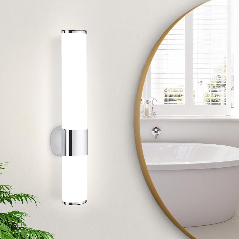 Homefire LED Spiegelleuchte Bad Wandlampe - 6W Spiegellampe Badleuchte Wand 35CM Badezimmer Wasserdicht IP44 Chrom Modern Neutralweiß 4000K Badlampe Wandleuchte für Keller Küche Badschrank [Energieklasse F] - Homefire