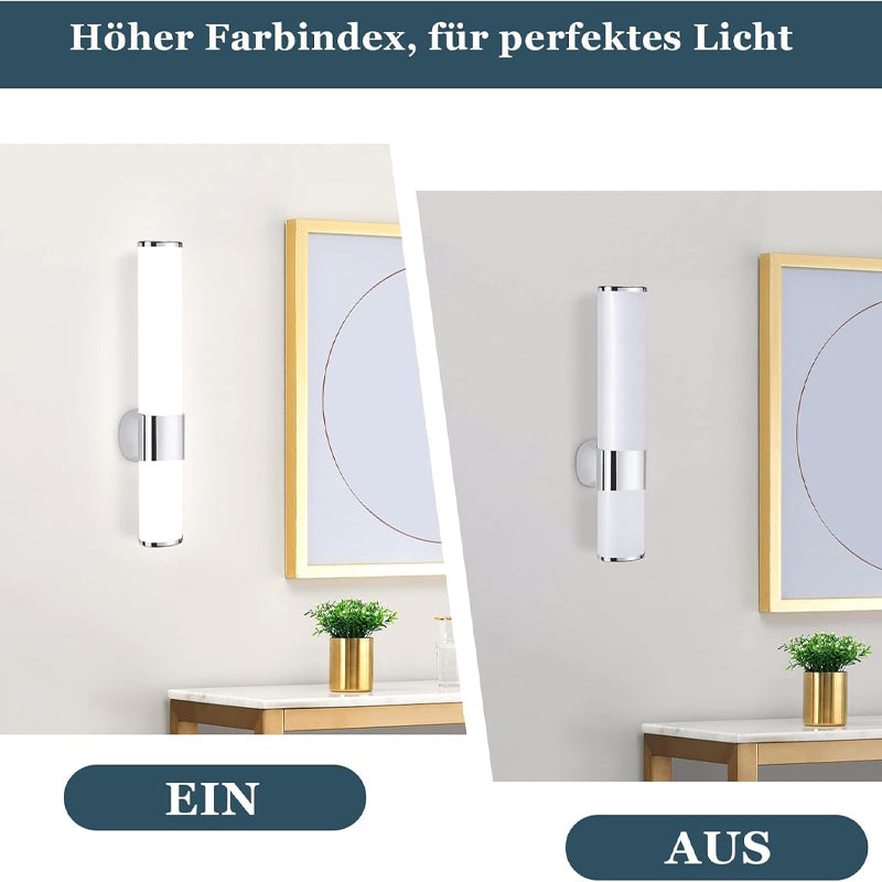 Homefire LED Spiegelleuchte Bad Wandlampe - 6W Spiegellampe Badleuchte Wand 35CM Badezimmer Wasserdicht IP44 Chrom Modern Neutralweiß 4000K Badlampe Wandleuchte für Keller Küche Badschrank [Energieklasse F] - Homefire