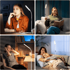 Homefire LED Stehlampe Dimmbar Standleuchte - Standleuchte 11W Weiß 3000K-6500K 5 Farbtemperaturen 5 Helligkeiten Drehbar Leselampe Touch Control 1H Timer Bodenlampe für Wohnzimmer Kinderzimmer Sofa - Homefire