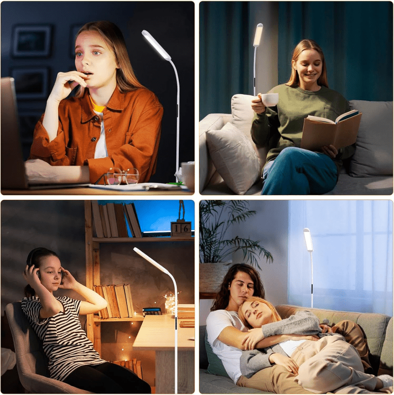Homefire LED Stehlampe Dimmbar Standleuchte - Standleuchte 11W Weiß 3000K-6500K 5 Farbtemperaturen 5 Helligkeiten Drehbar Leselampe Touch Control 1H Timer Bodenlampe für Wohnzimmer Kinderzimmer Sofa - Homefire