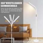 Homefire LED Stehlampe Dimmbar Standleuchte - Standleuchte 11W Weiß 3000K-6500K 5 Farbtemperaturen 5 Helligkeiten Drehbar Leselampe Touch Control 1H Timer Bodenlampe für Wohnzimmer Kinderzimmer Sofa - Homefire