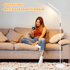 Homefire LED Stehlampe Dimmbar Standleuchte - Standleuchte 11W Weiß 3000K-6500K 5 Farbtemperaturen 5 Helligkeiten Drehbar Leselampe Touch Control 1H Timer Bodenlampe für Wohnzimmer Kinderzimmer Sofa - Homefire
