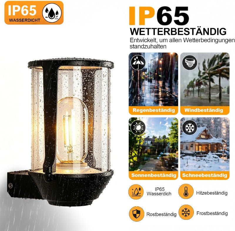 Homefire LED Wandlampe Aussen Außenwandleuchte - Wandleuchte IP65 E27 Schwarz Wasserdichte Aussenlampe Aussenleuchten Wandbeleuchtung für Hauswand Balkon Flur Wand MAX.40W ohne Leuchtmittel - Homefire