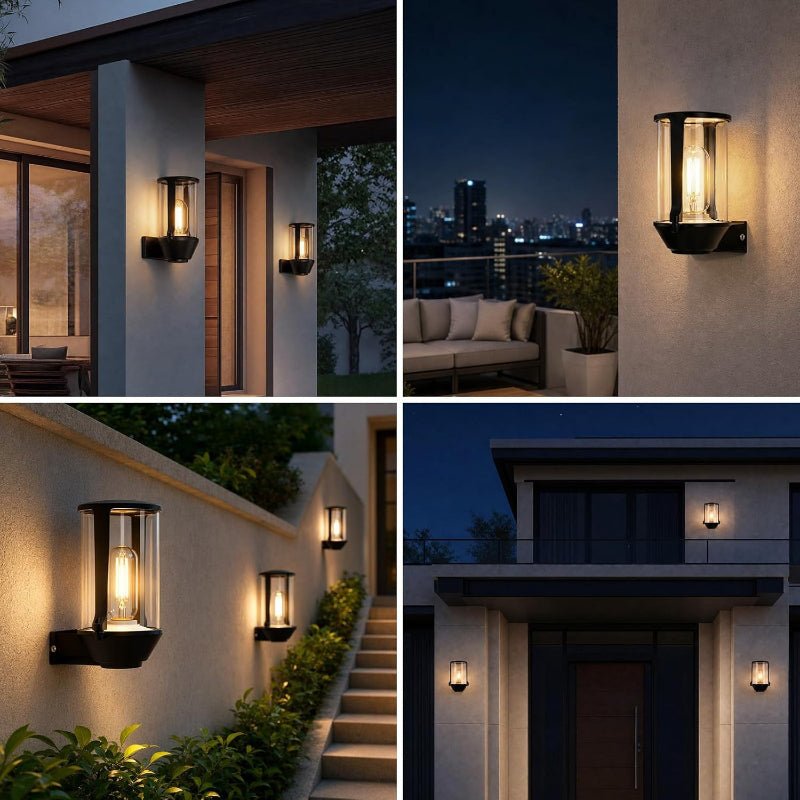 Homefire LED Wandlampe Aussen Außenwandleuchte - Wandleuchte IP65 E27 Schwarz Wasserdichte Aussenlampe Aussenleuchten Wandbeleuchtung für Hauswand Balkon Flur Wand MAX.40W ohne Leuchtmittel - Homefire