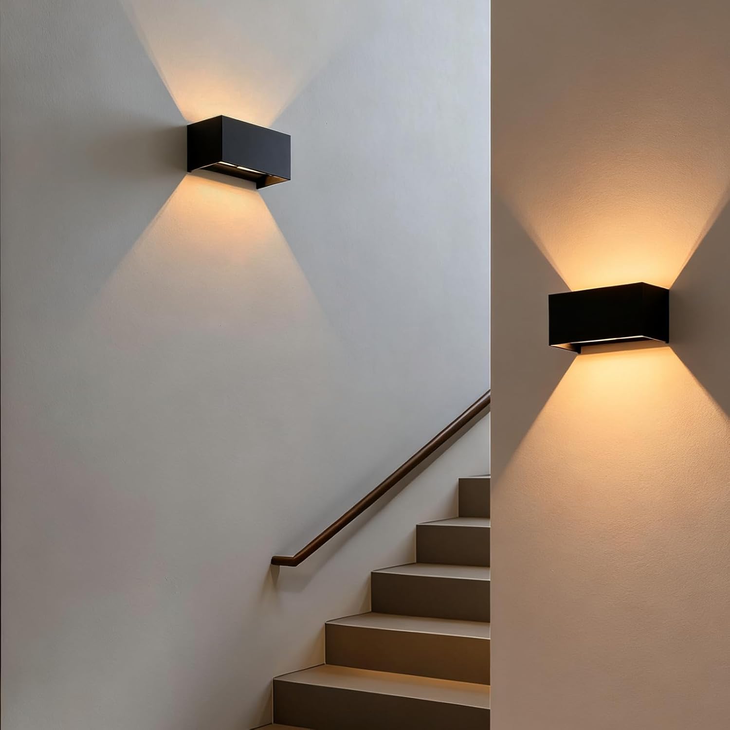 Homefire LED Wandleuchte Aussen Wandlampe - 4ER 2 Flammig Außenwandleuchte Schwarz IP65 Wasserdicht Aussenlampe 3000K Up Down Wandleuchten Innen/Aussen G9 Flurlampe für Hauswand Treppenhaus - Homefire