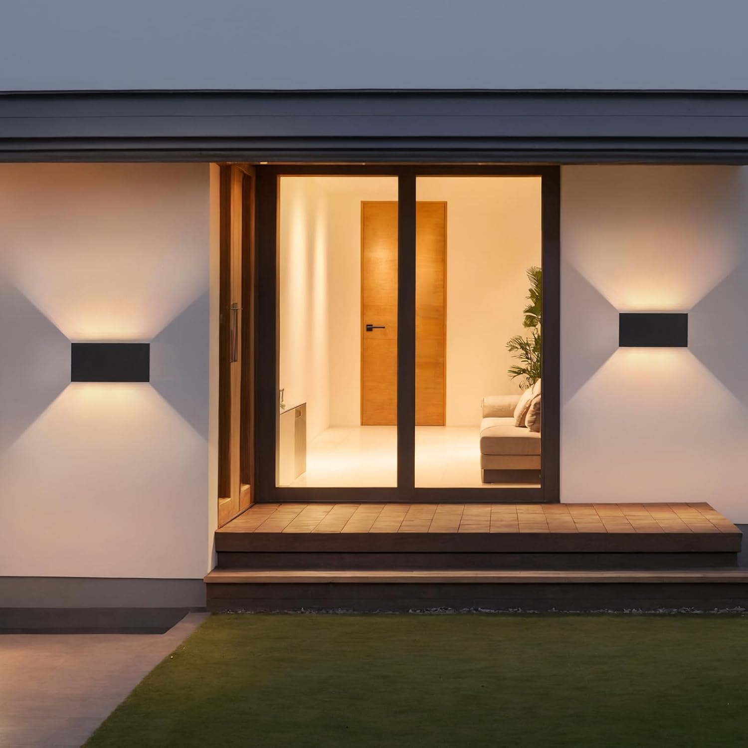 Homefire LED Wandleuchte Aussen Wandlampe - 4ER 2 Flammig Außenwandleuchte Schwarz IP65 Wasserdicht Aussenlampe 3000K Up Down Wandleuchten Innen/Aussen G9 Flurlampe für Hauswand Treppenhaus - Homefire