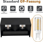 Homefire LED Wandleuchte Aussen Wandlampe - 4ER 2 Flammig Außenwandleuchte Schwarz IP65 Wasserdicht Aussenlampe 3000K Up Down Wandleuchten Innen/Aussen G9 Flurlampe für Hauswand Treppenhaus - Homefire